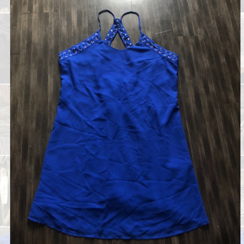 Royal blue dress with grommet detailing